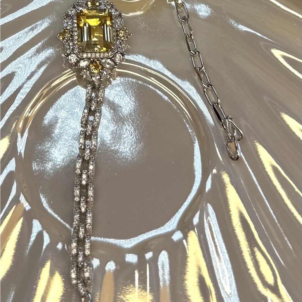 BC4 4.5CT Natural CITRINE UNIQUE WATCH BAND Bracelet Rhodium SterlingSilver S925 - Picture 8 of 14